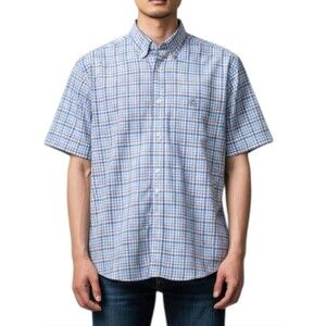 Southern Pine Men's Light Blue Plaid Button Down Shirt